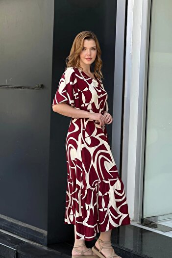aytemas Patterned Collar Buttoned Dress