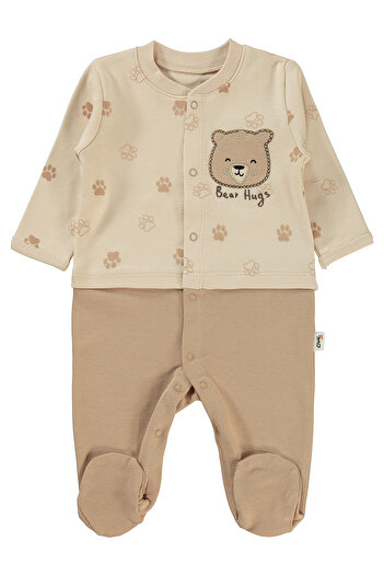Civil Baby Erkek Bebek Patikli Tulum 1-6 Ay Fil Dişi