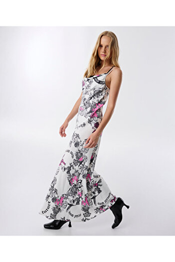 Twist FLORAL DESEN SATEN ELBİSE