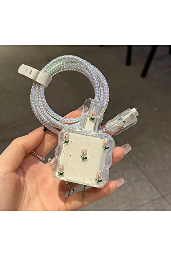 POWELL For APPLE 18/20W ŞARJ ALETİ KILIFI SETİ 3'LÜ SET ADAPTÖR KABLO KORUYUCU KILIF SETİ
