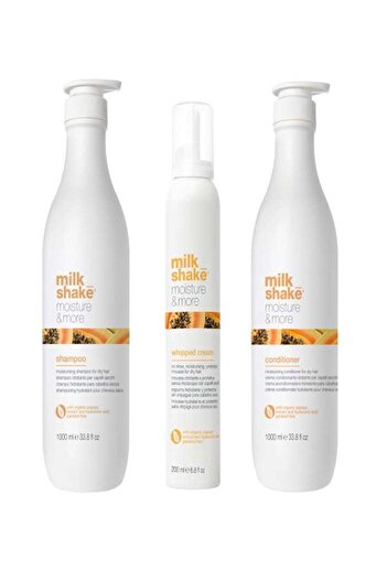 Milkshake Moisture & More dry hair package - Shampoo 1000 ml, Conditioner 1000 ml, Mousse 200 ml
