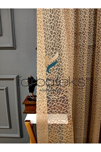 farbateks Mink Leopard Pattern Modern 2 Layer Pleated Tulle Curtain
