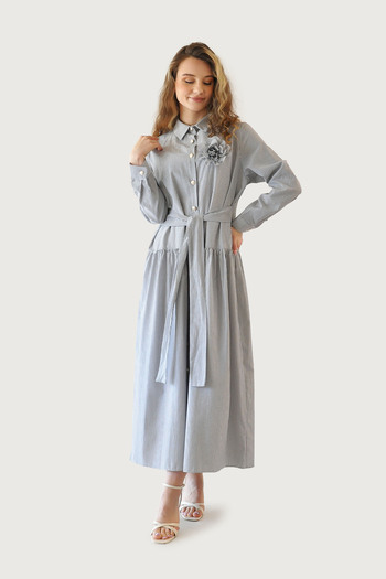 Rukayyel Striped Dress - Gray