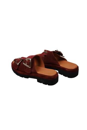 Lady Mia Belisse Buckle Detailed Genuine Leather Women's Slippers