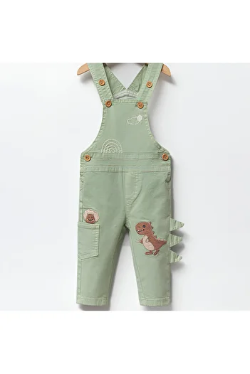 Overdo Dinosaur Embroidered Detailed Baby Boy Dino Salopet