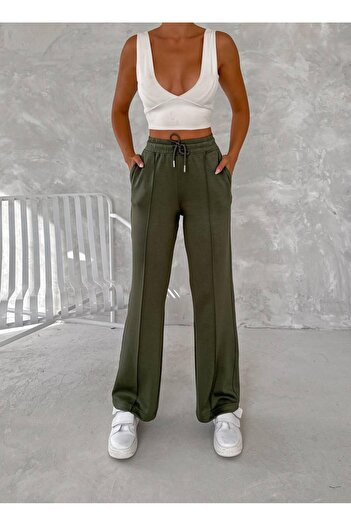 Yeys Modal Fabric Loose Cut Trousers with Stripes on the Front