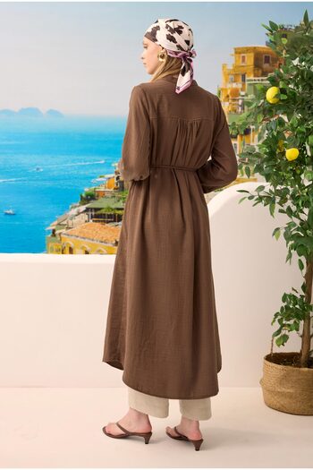 HEQA Cămașă lungă de muselină Bitter Brown