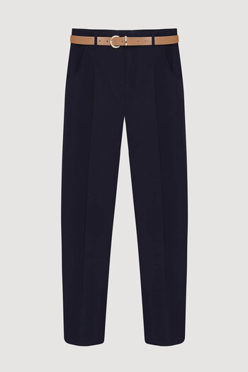 Quzu Clamp Navy Blue Women's Trousers with Belt Accessories Pnt00430