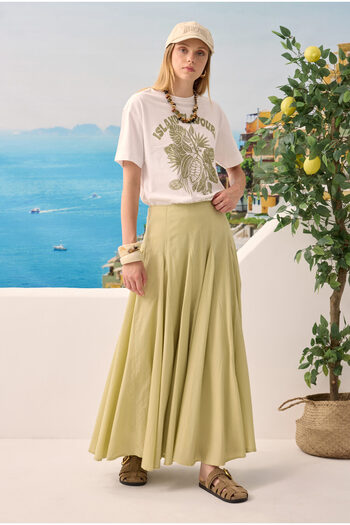 HEQA Waist Fitted Flounce Skirt Light Sage