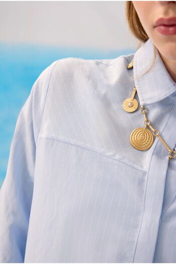 HEQA Robe Verev Striped Shirt Light Blue