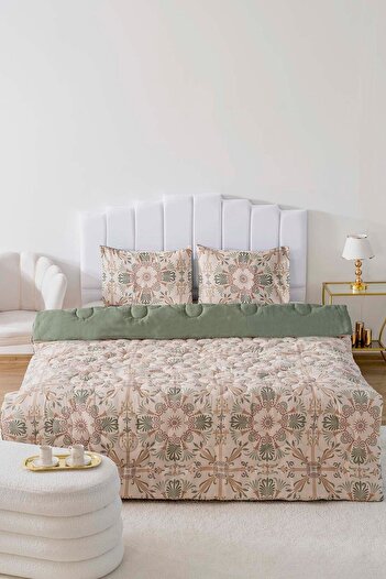 Rivaİstanbul Ethnic Palace Double Sided Daisy Quilted Quilt 200X215 cm