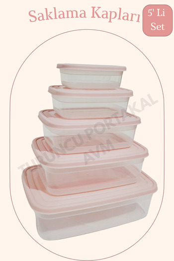 Turuncu Portakal Storage Container with Lid (Set of 5) Kitchen Organizer Rectangular Organizer