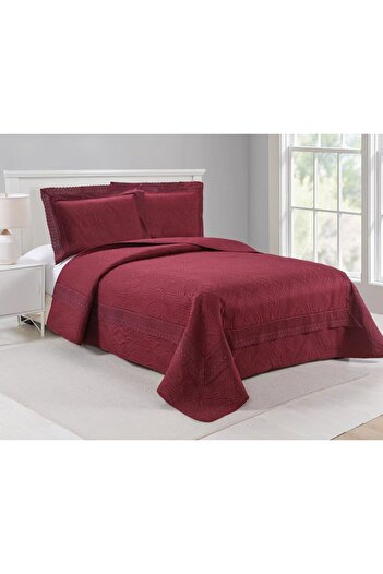 FIONNA.RO 3-Piece Quilted Cotton Blanket UNI - Bordeaux