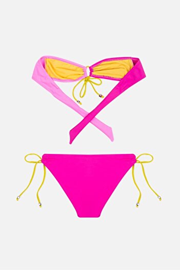 AYYILDIZ 4910 Fuchsia Strapless Girl's Bikini Set