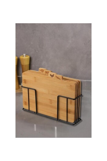 MİEN Cutting Board with Bamboo Stand Set of 4