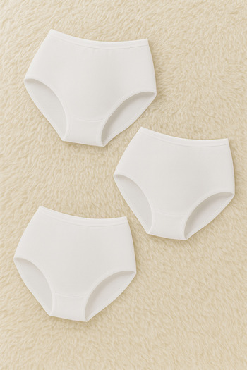 Loule Women's Underwear Combed Cotton Elastane 3 Pieces White Maternity Panties Ll.K50.O11.001