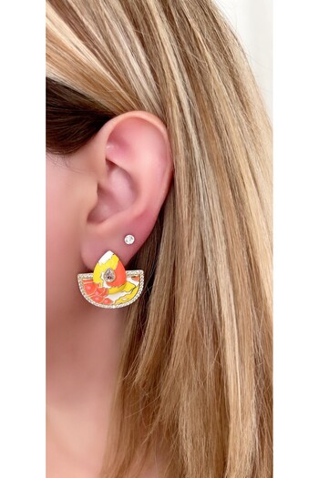 Store Diva Charm Two Tones of Sparkle Yellow&Orange Earrings