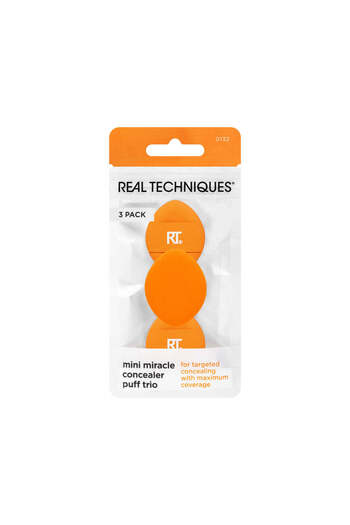 Real Techniques Mini Miracle Concealer Puff Trio Small Makeup Puff For Liquid & Cream Foundation 3Pc