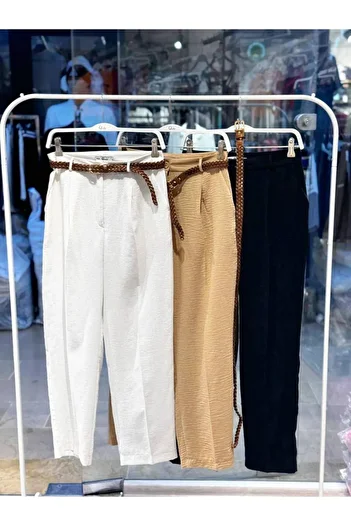 Sachistanbul Women's Belted Linen Trousers