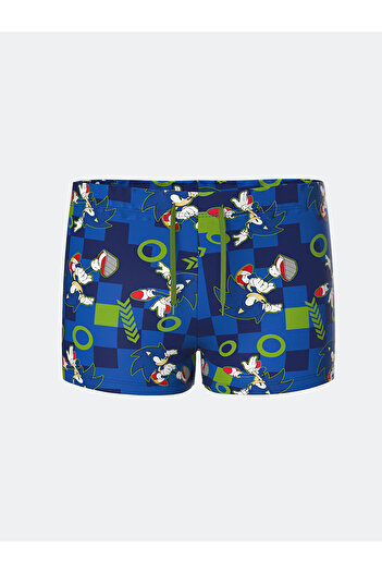 LC Waikiki Blue Printed Boy's Boxer Swimsuit