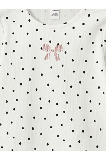 LC Waikiki Lcw Kids Ecru Crew Neck Polka Dot Girls T-Shirt