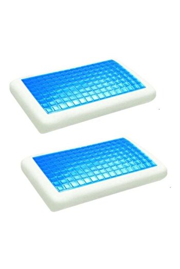 GENERAL Moon Pillow Set with Memory Foam and Cool Gel - 2 Pieces Microfiber Blue/White 40x70cm