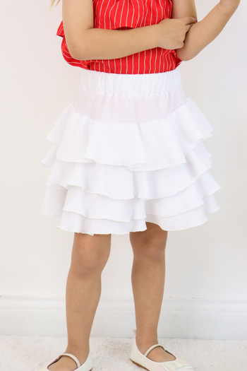 FESSHERA KİDS 💜   Girl's Layered Ruffled White Skirt – Stylish and Comfortable Summer Model 💜
