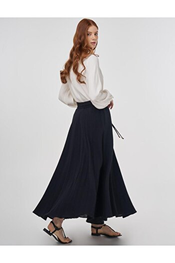 Kayra Muslin Flared Skirt Black