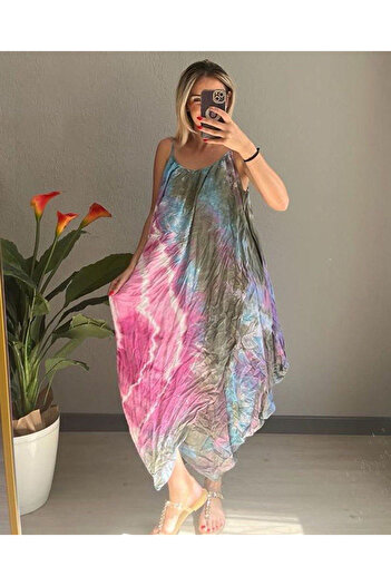 Büyük Hanım Batik Viscose Modern Style Butterfly Dress