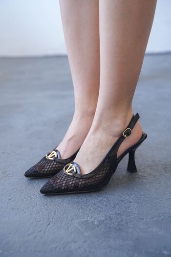 MODAADAM Women's Astral Mesh Heeled Shoes - Black
