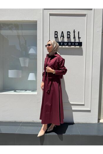 TERZİ DÜKKANI Td3508 Short Women's Shirt Burgundy