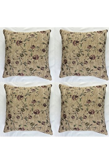 HHKARTS Flower Pattern Pillow Case Double Sided Tapestry Fabric Indoor Zippered Throw Pillow 4Pcs 40X40