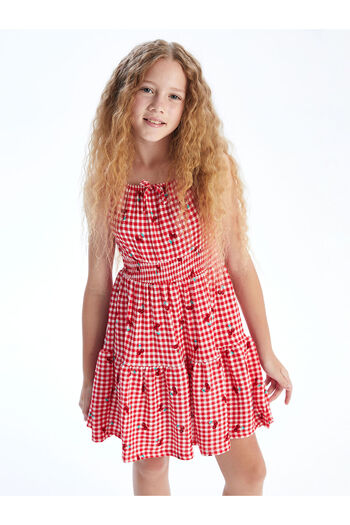 LC Waikiki New Season Square Collar Plaid Girls' Dress - S5L589Z4