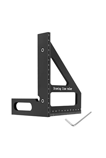 choice2 Imperial Black Aluminum Alloy Woodworking Ruler Triangle Square 45 90 Degree Multi-Angle Layout Prot