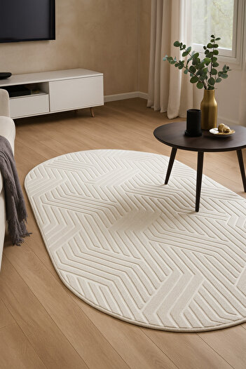 KEVLİNE Kevline Home Modern Dekoratif Halı Kaymaz Taban Yıkanabilir Salon Halısı Yuvarlak Halı