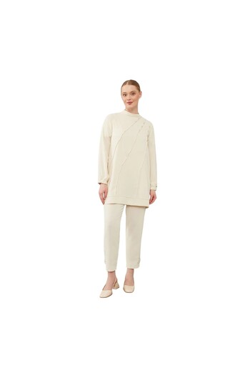 Levidor Crew Neck Stone Detailed Tunic Suit