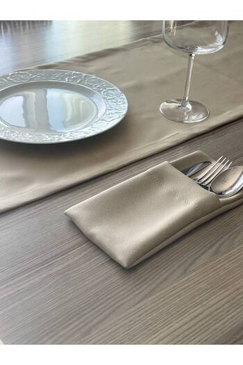 Pyramid Home 6-Piece Satin Utensil Service - Fabric Cutlery Service Fork Spoon Knife Holder Kitchen Service Presentation