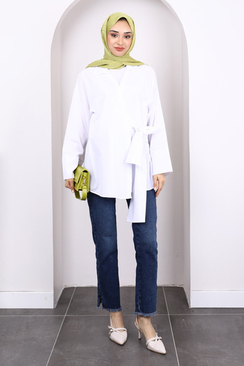 İmajButik White Side Tie Kimono