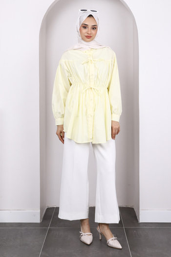 İmajButik Yellow Waist Elastic Buttoned Tunic
