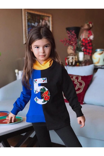 Marka Sensin Kids Girl's Colorful Piece Sweatshirt Tights Double Set