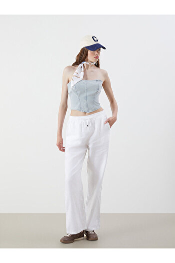 LC Waikiki Strapless Neckline Jean Crop