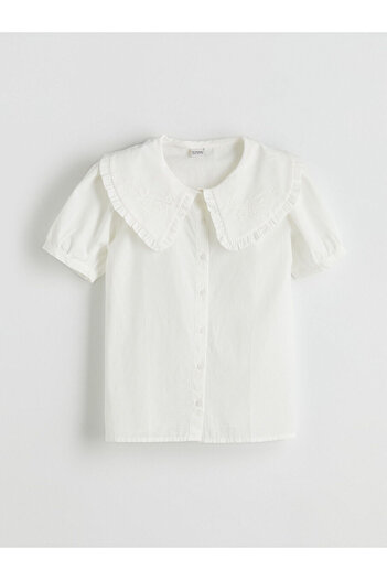 LC Waikiki Lcw Kids White Baby Collar Floral Girl's Shirt