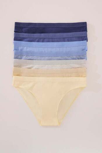 Women'secret Pack of 7 classic blue cotton panties