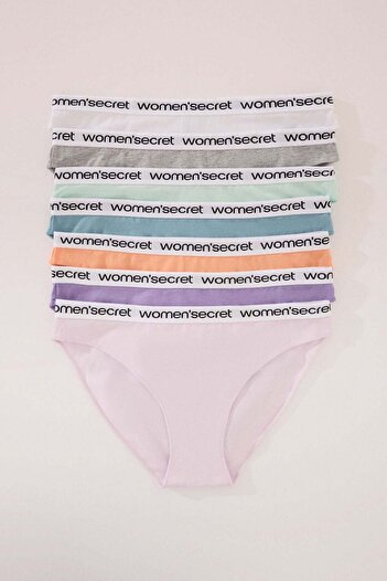 Women'secret Pack of 7 classic cotton panties in bright colors