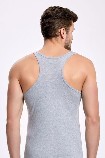 İlke 6 Pieces, 100% Cotton, Men's Rib, Rambo & Sportsman Undershirt, Absorbs Sweat, Gray