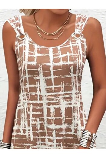 buğrahayalin Women's suspender bird eye detailed patterned supreme dress