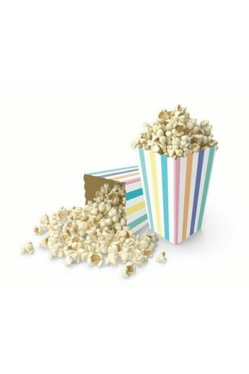 Bunloon Colorful Striped Popcorn Box Set – for Parties and Events, 8 Pack