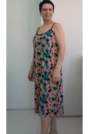 Mertcan Butik Multi-Colored Rope Strap Combed Viscose Dress