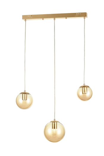 Avizemoda Pigaro 3 lü Yemek Masası Üstü Bal Renk Camlı Modern Sarkıt Avize - (Gold Kaplama)