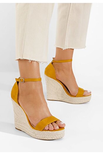 B T Shoes Dajana yellow espadrille platform sandals